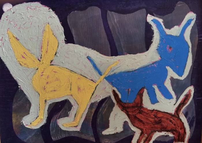 Mondo and Cane and their friend Bad Poochie, work by Francis X. Donovan